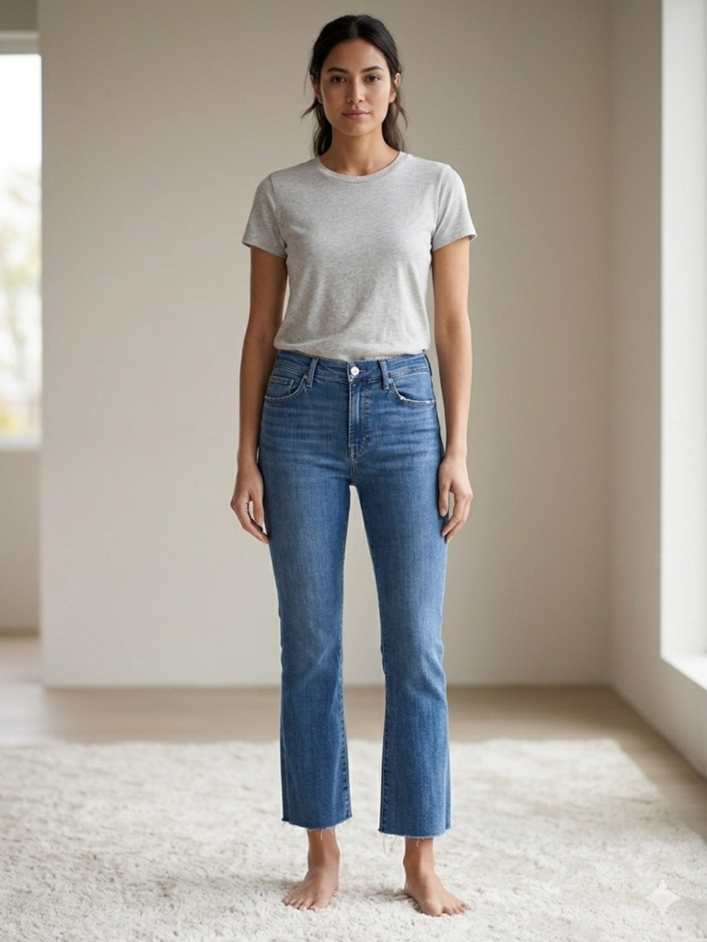 FRAME Le Crop Mini Boot Raw Hem High Rise Jeans Medium Wash Size 30